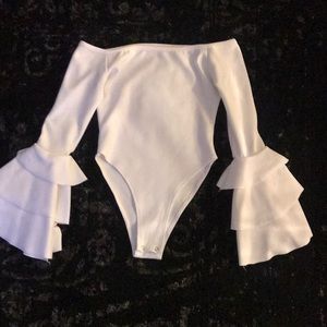 White bell sleeve bodysuit